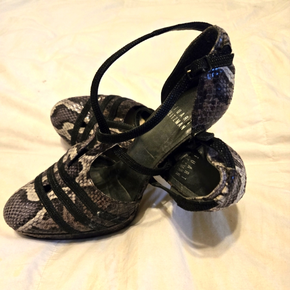 Stuart Wietzman Snakeskin Stiletto Heels Size 7 Black, White, & Gray